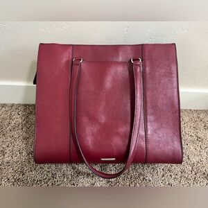 Rebecca Minkoff Red Expandable MAB Regan Tote Computer Laptop Bag Leather